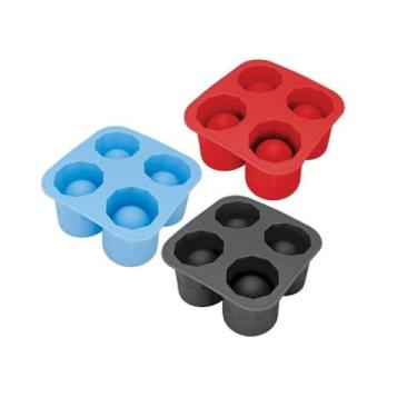 Imagem de Forma de Gelo em Silicone para Shots, 4 Moldes, 6 cm x 5 cm, Cores Sortidas