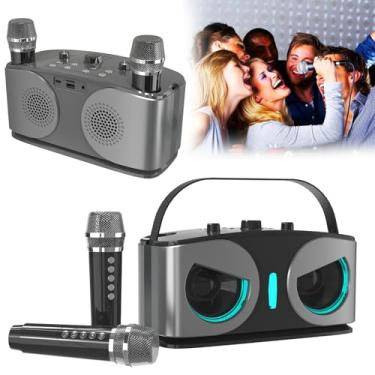 Imagem de Máquina de karaokê sem fio Owl - microfones de canal duplo, apagador de vocais por aplicativo, efeitos de eco/reverberação, reprodução TF/USB, 5 modos de som, bateria de longa duração, luzes de p