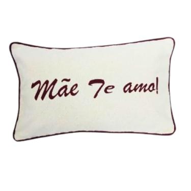 Imagem de Almofada Baguete 30x50 Deminas - Com aplicação Dia das Mães - Cordone Marsala - Com enchimento