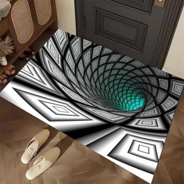 Imagem de Tapete geométrico padrão quadrado 3D vórtice visual ilusão área moderno túnel do tempo crianças sala de jogos quarto tapete retangular, 2'x3'