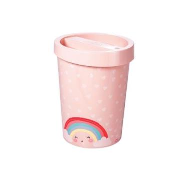 Imagem de Lixeira Decorada C/ Tampa 5,5l Infantil Plasútil Quarto Bebê, Arco-íri
