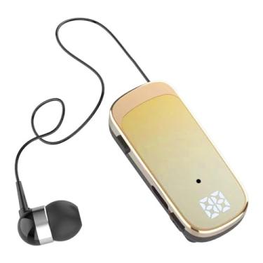 Imagem de Fone de ouvido retrátil sem fio, fone de ouvido estéreo V5.2, fones de ouvido executivos, clipe para fones de ouvido compatíveis com smartphones, tablet, tablet, PC, laptop (amarelo gradiente)
