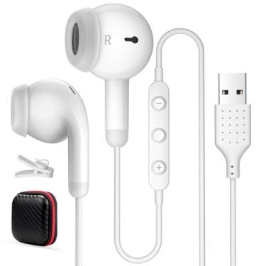 Imagem de Fones de ouvido USB para PC, fones de ouvido com microfone para computador, fone de ouvido USB com fio com microfone, controle de áudio, isolamento de ruído, fones de ouvido estéreo para laptop Dell