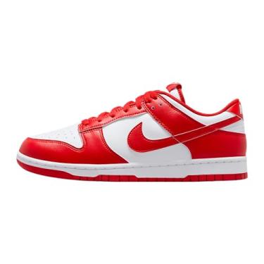 Imagem de Nike Tênis masculino retrô Dunk Low (HF5441-104, branco/branco/vermelho universitário), Branco/Branco/Vermelho Universitário, 40