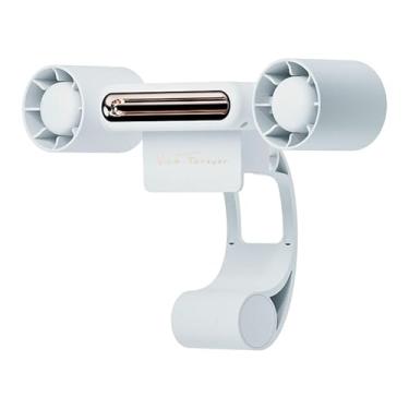 Imagem de XLWLLNJ Ventilador de computador com 2 cabeças giratórias, acessório versátil e silencioso, portátil para carro, laptop, ambiente externo, escritório interno, Branco