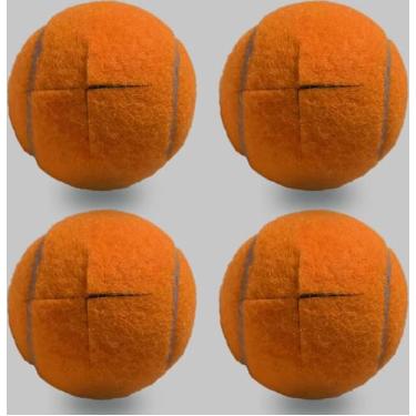 Imagem de Bolas de tênis para andadores, pacote com 4, bolas de tênis pré-cortadas RMASCOV para andadores, bola de tênis para pernas de cadeira (laranja escuro)