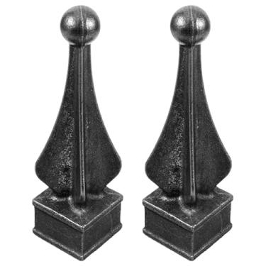 Imagem de OSALADI 2 peças acessórios de guarda de ferro forjado decorações ao ar livre decoração exterior portão postes finials deck postes finials finial postes tops jardim cerca finial cerca decoração