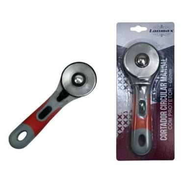 Imagem de Cortador Circular Manual Tecidos Patchwork Scrapbook 60mm LM-60 Protetor Laranja Cinza Preto Ferramenta Indispensável Para Cortes Precisos E Seguros