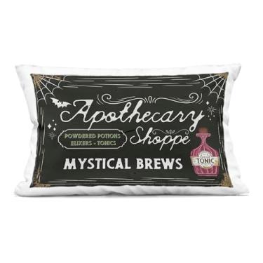Imagem de Stupell Industries Mystical Brews Apothecary Shoppe Almofada impressa para ambientes internos, 35 x 18 x 50, preta