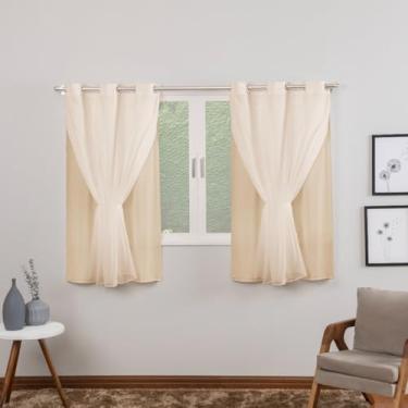 Imagem de Cortina com Voil Sala ou Quarto Fina 2,80m x 1,80m Microfibra 170 Fios Cores Vivas (AVELÃ)