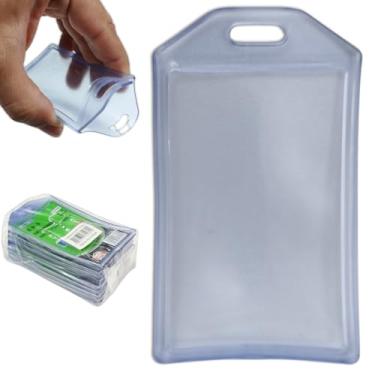 Imagem de Plástico Porta Cartão Crachá Documento Suporte Transparente Duro Rígido dois cartões (10)