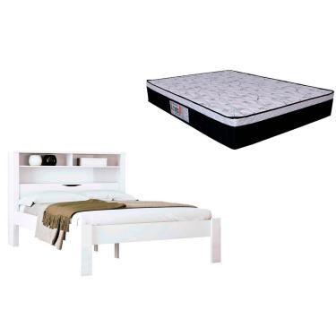 Imagem de Colchão Casal Ortopédico Foggia Sogni + Cama Invicta Branco