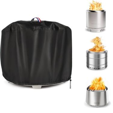 Imagem de Youlvy Capa Para Fogueira Redonda De 20", Sem Fumaça, Lareiras A Lenha, Portátil Áreas Externas, Quintal, Pátio, Jardim, Acampamento, 600D - 20" Diâmetro X 17" Altura