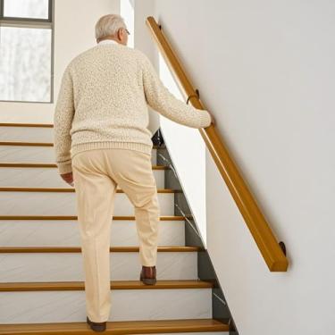 Imagem de Corrimão de escada de madeira de 1,8 m para uso interno, grades de parede para escadas, trilhos de mão para escadas internas, corrimão de escada antiderrapante para casa, jardim, corredor, loft