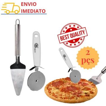 Imagem de Kit Conjunto 2 Utensílios Cortador e Espátula Profissional para Pizza 