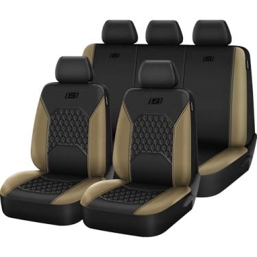 Imagem de Skechers Capas de assento de gel, capas de assento de carro refrescantes, conjuntos completos de capas de assento de couro, compatível com airbag, conforto automotivo, ajuste universal para SUVs, vans