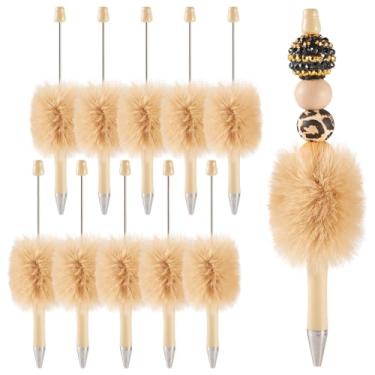 Imagem de Spritewelry Canetas esferográficas fofas com contas retráteis, fofas, esferográficas, pompom, 10 peças, faça-você-mesmo, canetas esferográficas de plástico com eixo, tinta preta para escritório