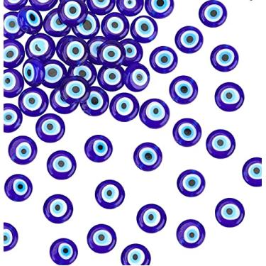 Imagem de NBEADS 1 fio (cerca de 41 peças) azul plano redondo mal olhos feito à mão de vidro luminária contas berloques espaçador contas para pulseiras colar fabricação de joias Azul
