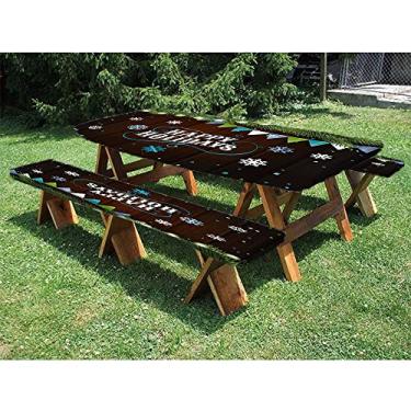 Imagem de Toalha de mesa de Natal, conjunto de 3 peças, estampa de estilo natalino, para Natal, festas, piqueniques, 71 x 182 cm