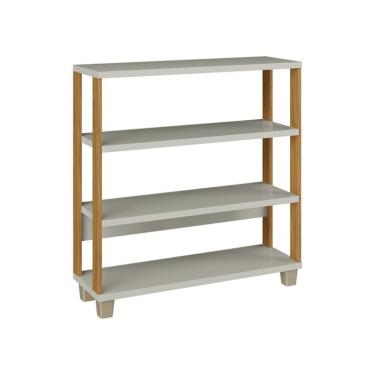 Imagem de Estante Baixa para Escritório Lanes 100% MDF Off White e Freijó