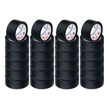 Imagem de Kit 24 Rolo Fita Crepe Adesiva Preta 48mm X 50m Fácil Remoção - Euroce