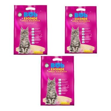 Imagem de Kit 3 Areia Higiênica Bob Esconde 2kg Mandioca Neutra