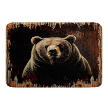 Imagem de Feelyou Tapetes de banheiro com urso, cabana infantil, caça, urso, selvagem, meninos, meninas, adolescentes, casa de fazenda, tapetes de banho para banheiro, antiderrapante, vida selvagem, tapete de