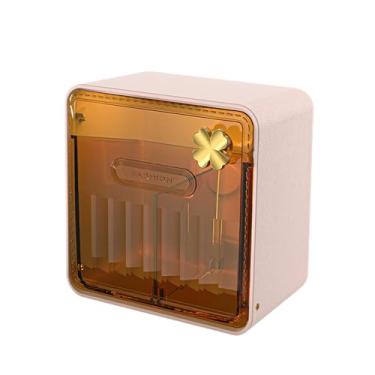Imagem de Fenteer Caixa de armazenamento de parede, dispensador de maquiagem, decoração, capa protetora à prova de poeira, recipiente para maquiagem, ovos, grampo de, Rosa