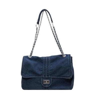 Imagem de Bolsa jeans feminina bolsa jeans bolsa tiracolo moderna bolsas jeans bolsas de ombro para mulheres, azul marinho