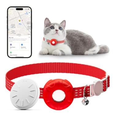 Imagem de Rastreador GPS, rastreador de gatos Tractive GPS, coleira rastreadora de gatos com fivela elástica de segurança, funciona com qualquer coleira, compatível com Apple Find My App (apenas iOS), sem taxa