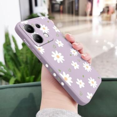 Imagem de Capa de celular Tender Daisy para Xiaomi Redmi Note 14, 13, 12, 12S, 11, 11S, 10, 10S, 9, 9S Pro Plus, 4G e 5G, em silicone líquido, roxo claro, para Note 11