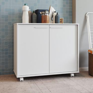 Imagem de Balcão para Lavanderia 2 Portas com Rodízio BHO77 BRV Móveis - Branco