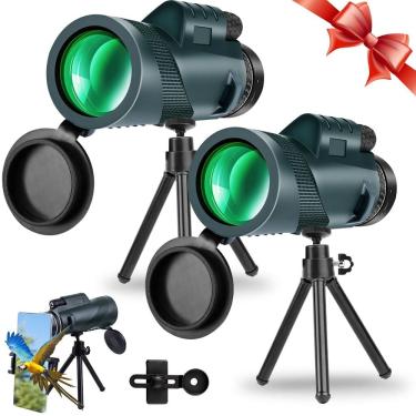 Imagem de Telescópio monocular Aigomc 80x100 HD com suporte para smartphone e tripé