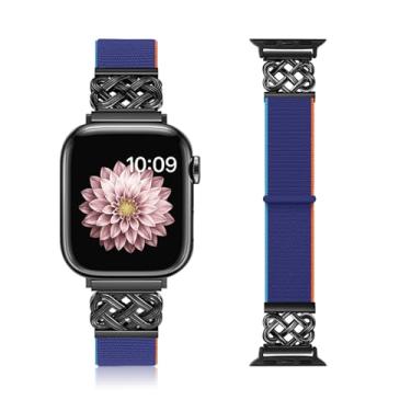 Imagem de Chinber Pulseiras de nylon compatíveis com Apple Watch séries 10, 9, 8, 7, 6, 5, 4 e 3 de 38 mm, 40 mm, 40 mm, 41 mm, 42 mm, 45 mm, 46 mm, 49 mm, SE, Ultra 2 1
