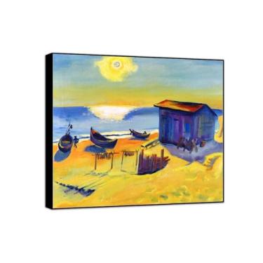 Imagem de Quadro preto - tela arte de parede pinturas famosas para sala de estar quarto - sol voltou - decoração de casa moderna 50 x 55 cm 20 x 21 pol