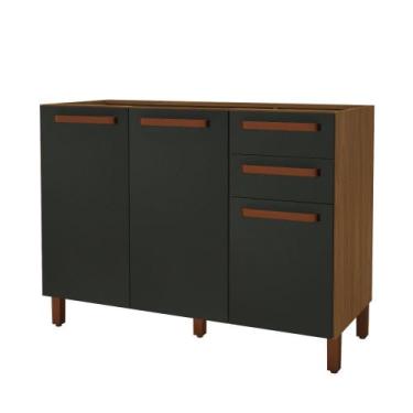 Imagem de Balcão Monza 120cm - 3 Portas 2 Gavetas - Indekes, Freijo/Chumbo