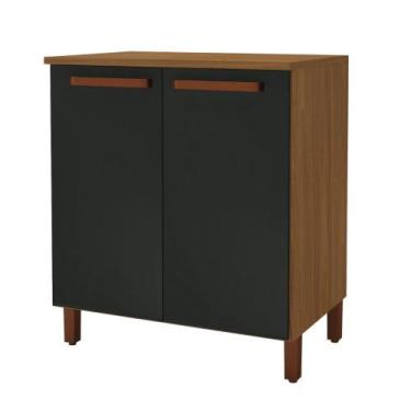 Imagem de Balcão Monza 80cm - 2 Portas 1 Prateleira - Indekes, Freijo/Chumbo