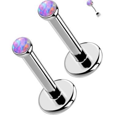 Imagem de OUFER 2 peças 16G/20G brincos de nariz lábios, G23 titânio sólido sem rosca push in nariz narina lábio labret medusa Monroe Helix cartilagem tragus concha lóbulo piercing joias para mulheres e homens