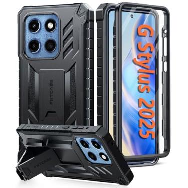 Imagem de FNTCASE Capa para Motorola Moto G-Stylus-5G-2025: capa móvel de proteção à prova de quedas de grau militar com suporte | TPU resistente à prova de choque texturizado fosco | Capa protetora resistente