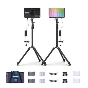 Imagem de Amaran Amaran Pano 60C Kit De Painel Com 2 Luzes, Luz De Estúdio De Vídeo Led Colorida Rgbww De 60 W, Kit De Iluminação Fotográfica Regulável De 2300 A 10000 K Com Suporte Para Gravação De Vídeo E S