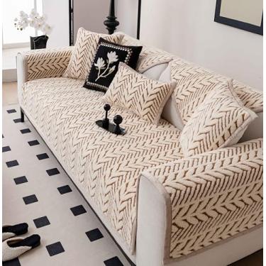 Imagem de OTOB Capas de sofá, capa de sofá lavável de pelúcia, antiderrapante, para cães, gatos, crianças, capa de assento para animais de estimação (café, 91 cm x 208 cm)