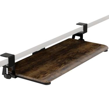 Imagem de ERGOMAKER Bandeja de teclado sob a mesa, bandeja de teclado removível com suporte de grampo C, 65 cm (75,4 cm incluindo braçadeiras) x 30 cm gaveta de computador plataforma deslizante para digitação