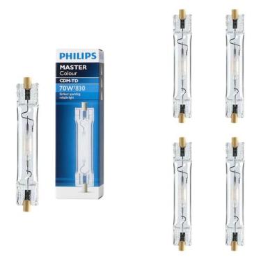 Imagem de 5 Lâmpada Palito 70w Vapor Metálico Philips 3000k RX7S 94v