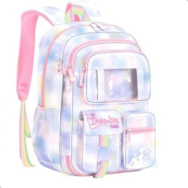 Imagem de Mochila Infantil Escolar Menina Colorida Espaçosa Princesa Grande Tie 