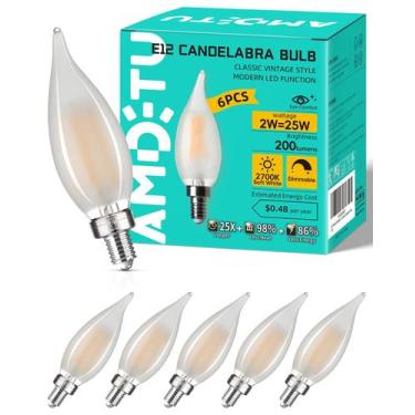 Imagem de Lâmpada LED de candelabro AMDTU E12 2W 2700K 200lm regulável, pacote c