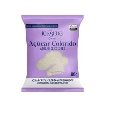 Imagem de Açúcar Cristal Colorido para Confeitaria Fina 80g cada Iceberg, Branco