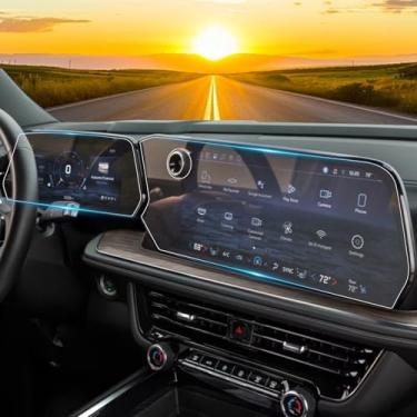 Imagem de Pacote com 2 protetores de tela antireflexo Tahoe 2025 para Chevy Tahoe 2025 (LS, LT, RST, Z71, Premier, High Country) Capa de tela de mídia de 17,7 polegadas e protetor de tela de painel de 11