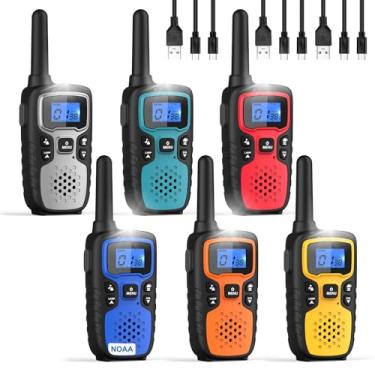 Imagem de Wishouse Walkie Talkies para crianças e adultos - Rádios bidirecionais recarregáveis de longo alcance, presente, acessórios de caminhada, equipamento de acampamento com lâmpada, sirene SOS, alerta