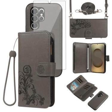 Imagem de Asuwish Capa de celular para Samsung Galaxy S25 Ultra 5G Carteira com zíper destacável com protetor de tela de vidro temperado, suporte de cartão de flores S25Ultra 25S S 25 25Ultra 6.9 2025 feminino