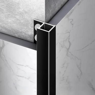 Imagem de Faixa De Extremidade De Perfil Quadrado Para Trilho De Azulejo 125cm - 8/10/12/15mm De Espessura Para Azulejos, Pisos E Painéis Cerâmicos - Durável E Fácil Instalação, Black, 12mm